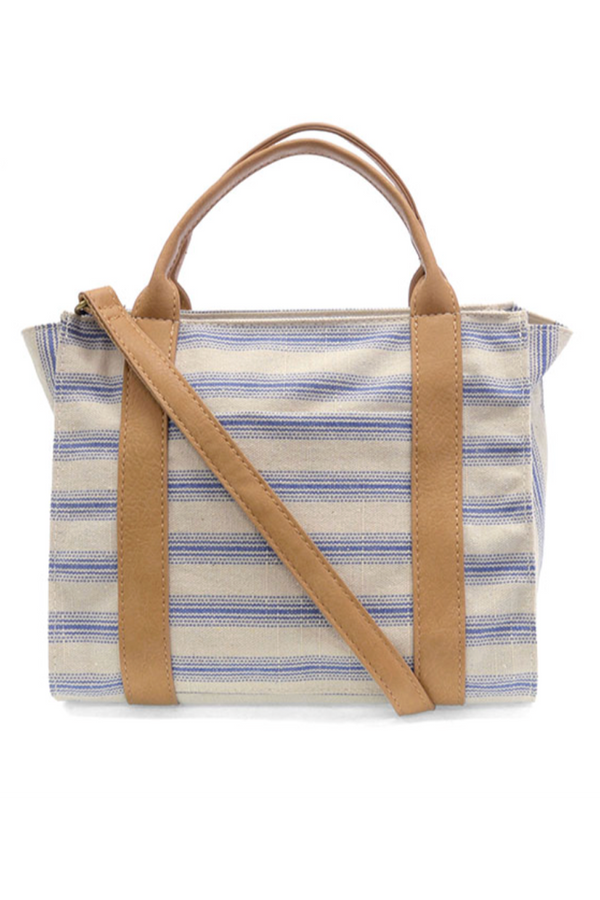 Joy Pencil Stripe Medium Canvas Tote - Blue