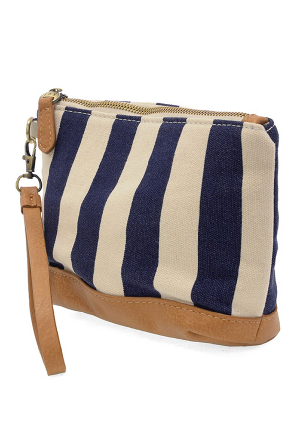 Joy Awning Stripe Wristlet - Navy