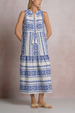 EL Sleeveless Aztec Maxi Dress - Natural Blue