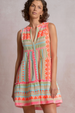 EL Sleeveless A-Line Dress - Neon Aztec