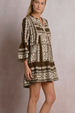 EL Long Sleeve A Line Dress - Brown Natural