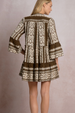EL Long Sleeve A Line Dress - Brown Natural