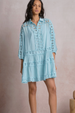 EL Collared 3/4 Sleeve Dress - Bright Blue