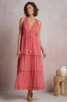 EL Halter Maxi Dress - Bright Pink