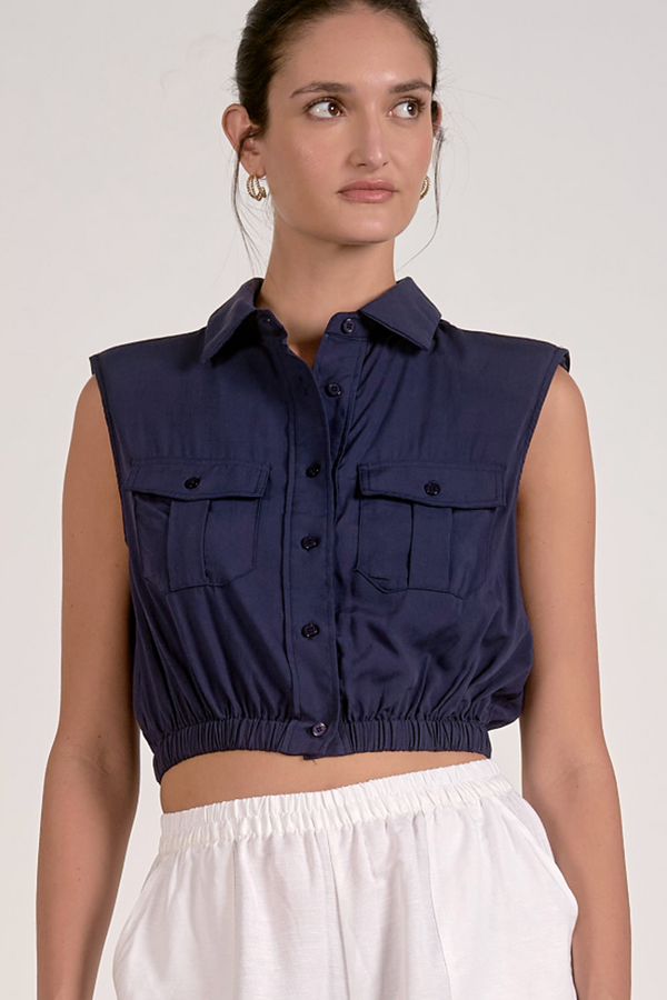 EL Sleeveless Summer Top - Navy