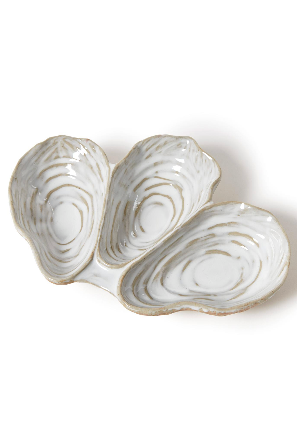 Artisanal Reactive Glaze 3 Section Oyster Dish