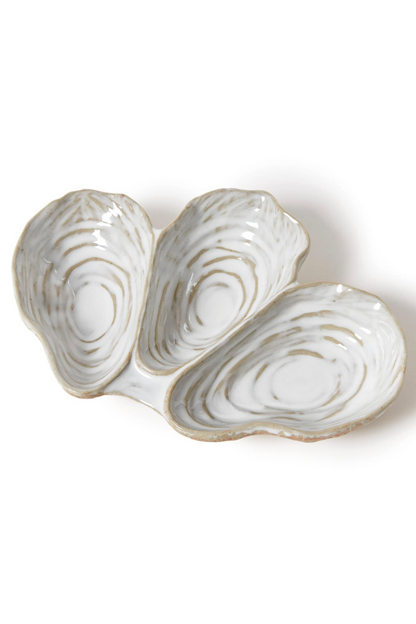 Artisanal Reactive Glaze 3 Section Oyster Dish