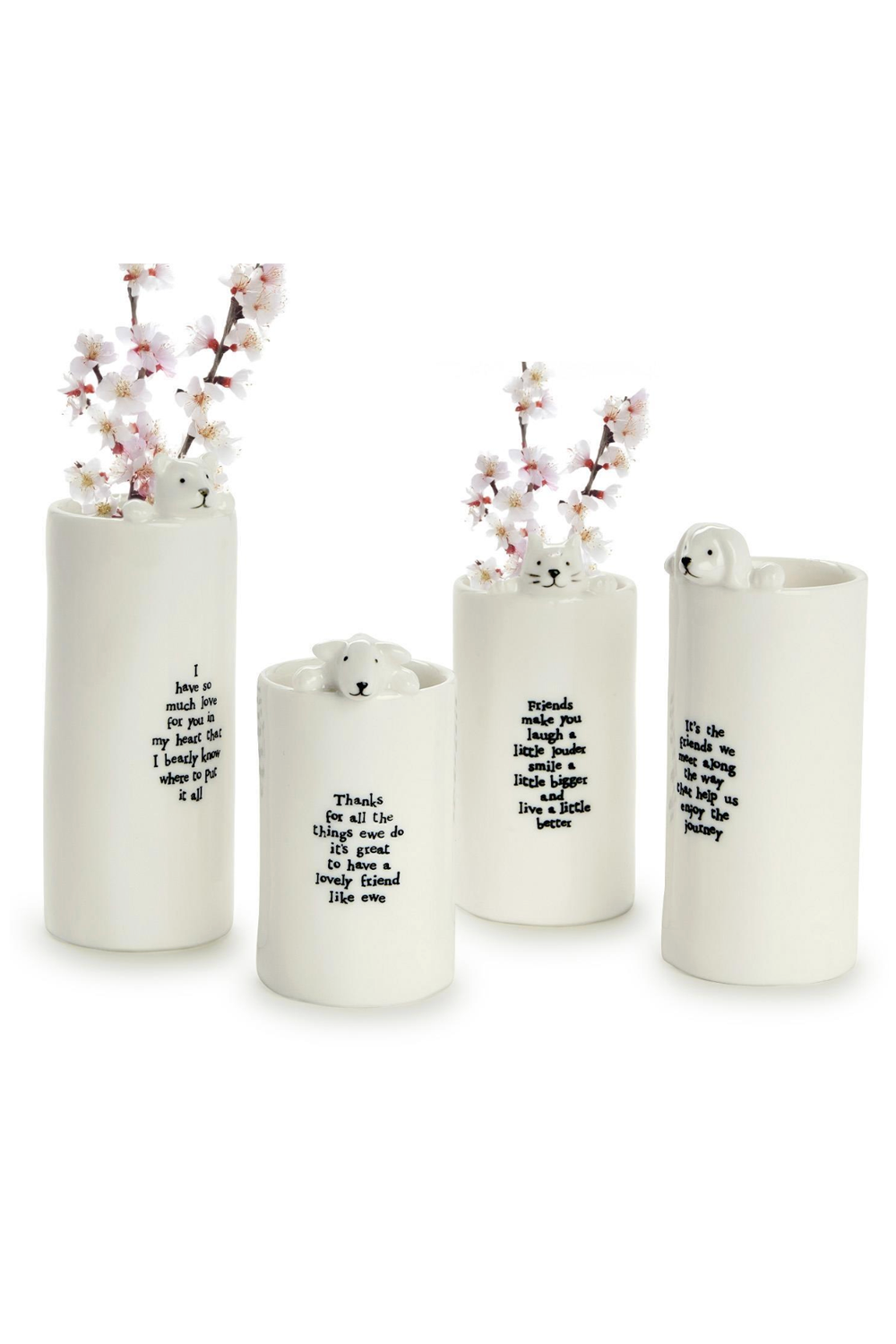 Friendly Animal Vase with Quote