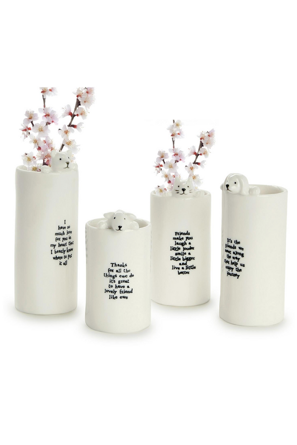 Friendly Animal Vase with Quote