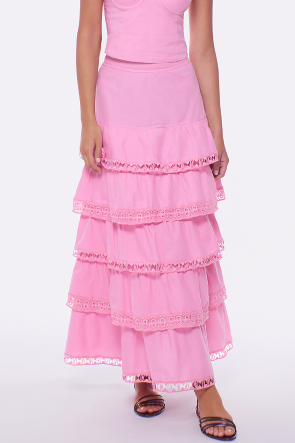 Adina Maxi Skirt - Lychee Rose