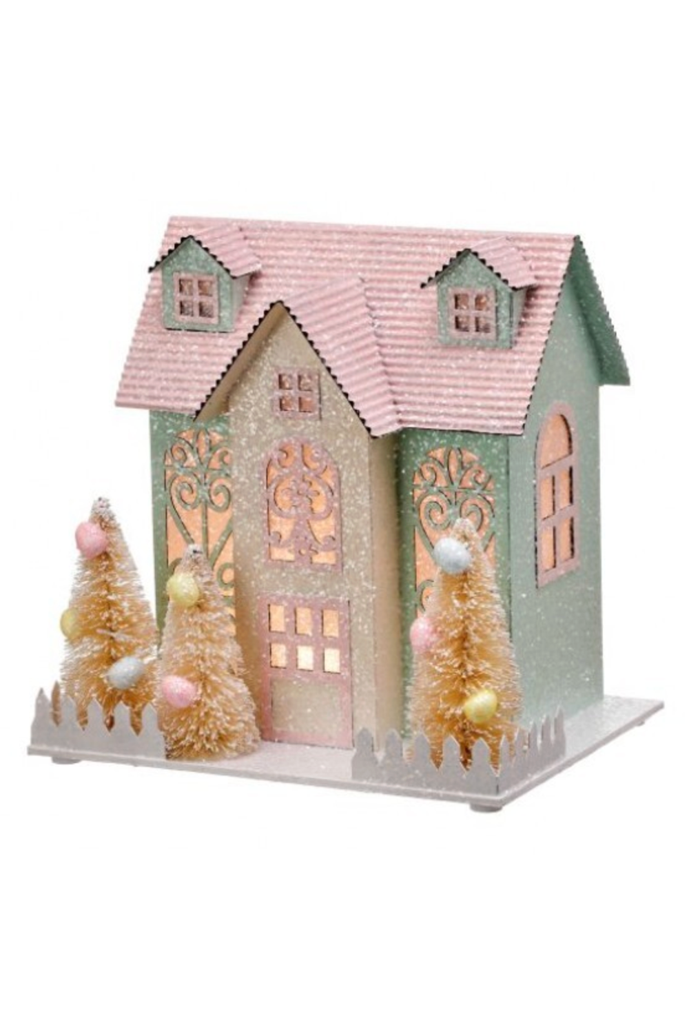 LIT Easter Cottage Figure - Pink Roof