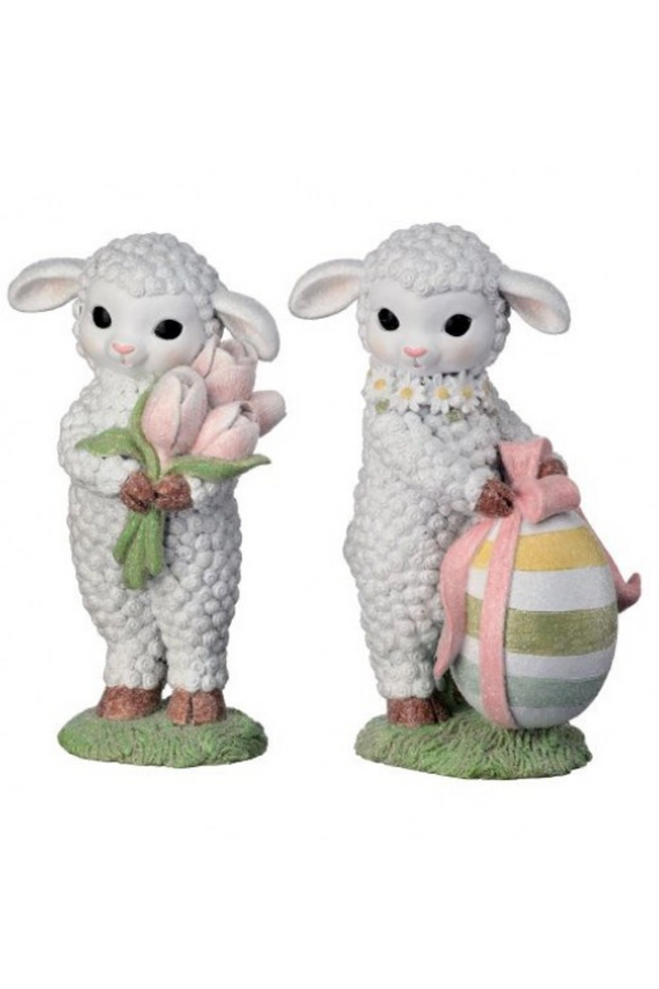 Vintage Lamb with Blossom Figure