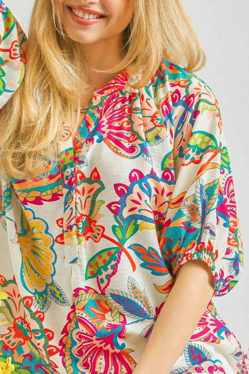 Paisley Print Top - Cream Mix