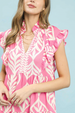 Leaf Printed Tiered Maxi Dress - Peony Pink