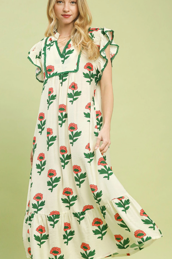 California Ruffle Dress - Cream