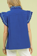 Scallop Trim Ruffle Top - Ocean Blue