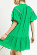 Bubble Sleeve Short Dress - Kelly Green