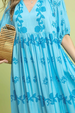 Vine Strippling Print Maxi Dress - Chambray