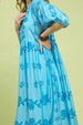 Vine Strippling Print Maxi Dress - Chambray