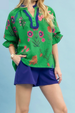 Ragland Multi Flowers Top - Island Green
