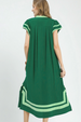 Contrast V Neckl Maxi Dress - Kelly Green