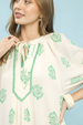Patterned Gauze Midi Dress - Sage