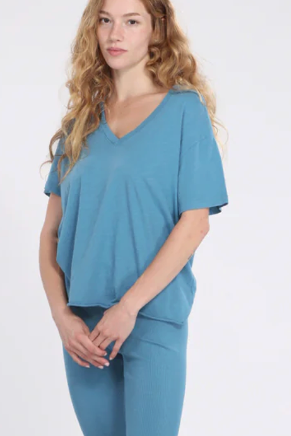 Bra30 V-Neck Jersey Tee - Tiffany Blue