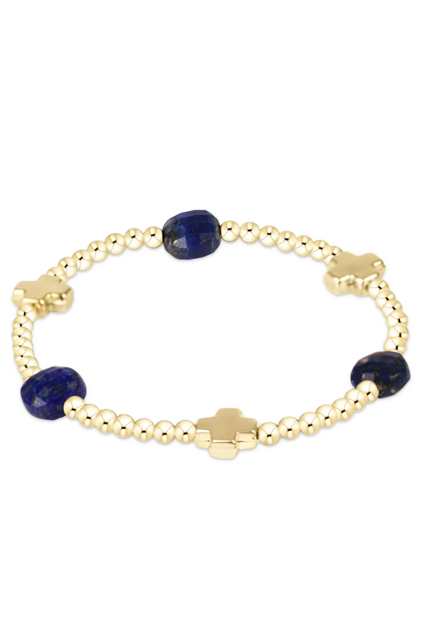 EN Admire Pattern Bracelet - Lapis + Gold Cross