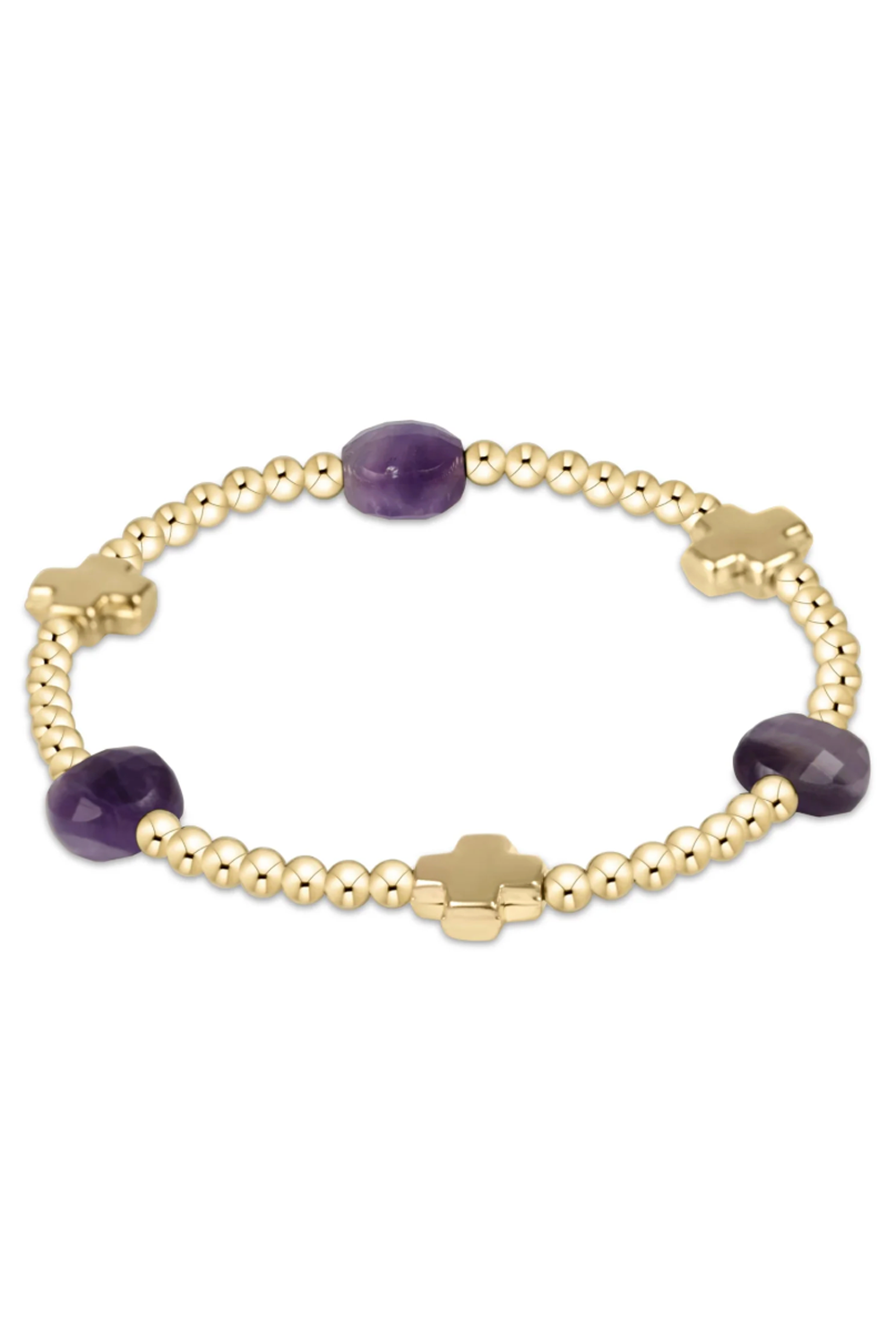 EN Admire Pattern Bracelet - Amethyst + Gold Cross