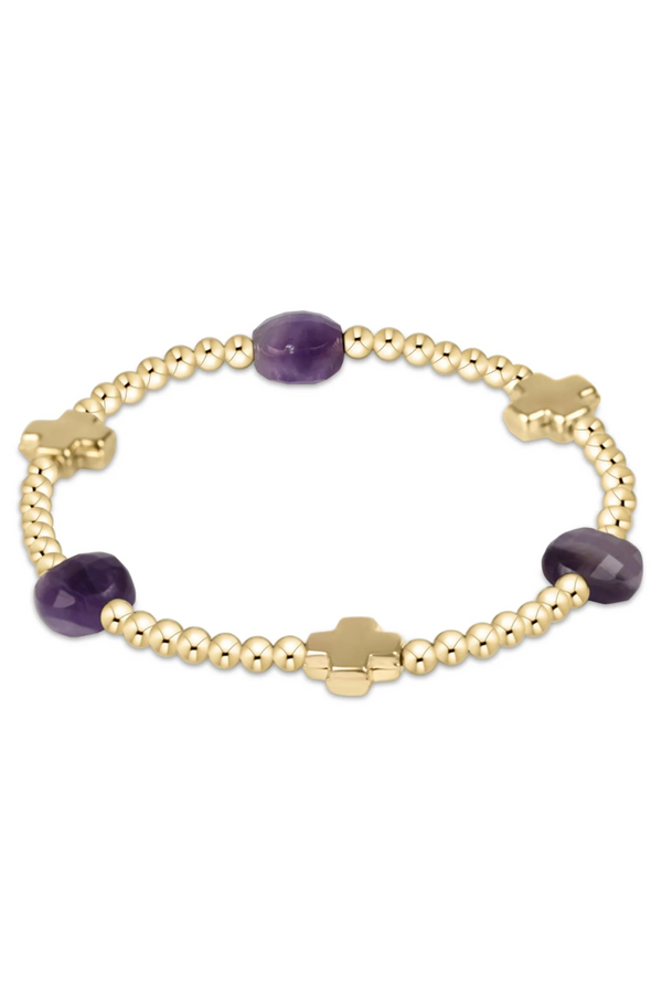 EN Admire Pattern Bracelet - Amethyst + Gold Cross