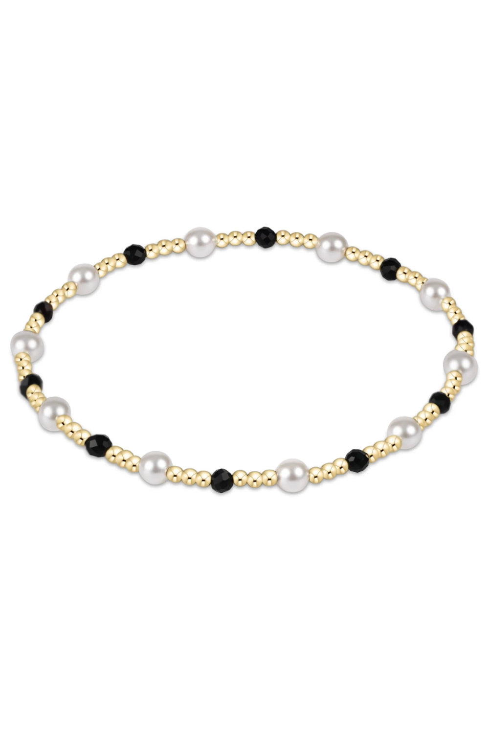 EN Gemstone + Pearl Sincerity Bracelet - Faceted Onyx