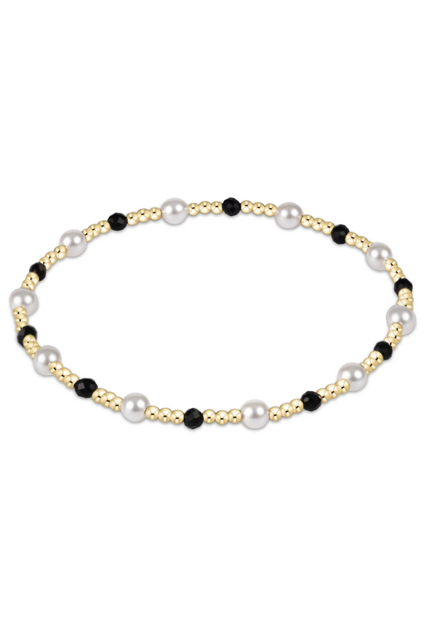 EN Gemstone + Pearl Sincerity Bracelet - Faceted Onyx
