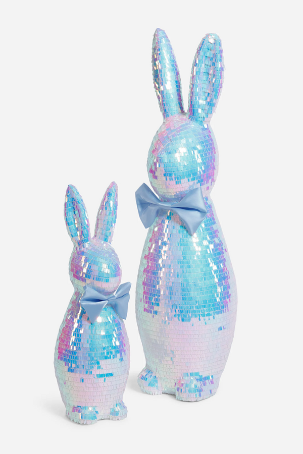 LARGE Iridescent Bunny Figure Set of 2
