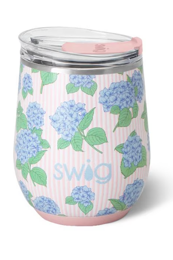 Modern Stemless Wine Tumbler - Hydrangea
