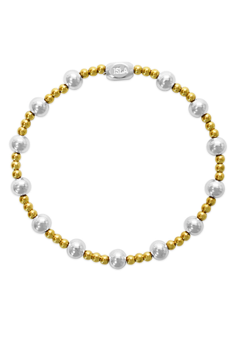 ISLA Plain Bead Combo Stretch 3+6mm Bracelet - Two Tone