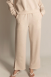 Butter Modal Wide Leg Pant with Slits - Oatmeal