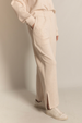 Butter Modal Wide Leg Pant with Slits - Oatmeal