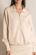 Butter Modal Zip Up Pullover - Oatmeal