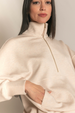 Butter Modal Zip Up Pullover - Oatmeal
