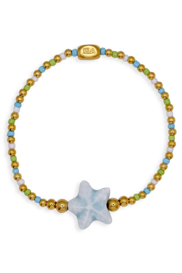 ISLA Stretch of the Sea Gold Bracelet - Blue Sky Starfish