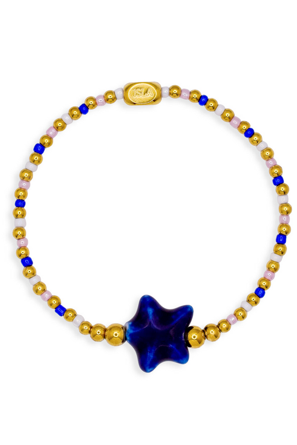 ISLA Stretch of the Sea Gold Bracelet - Sapphire Starfish