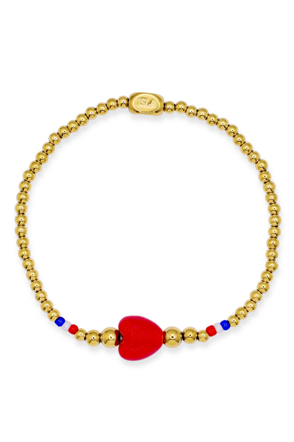 ISLA Stretch of the Sea Gold Bracelet - Paint Them Red