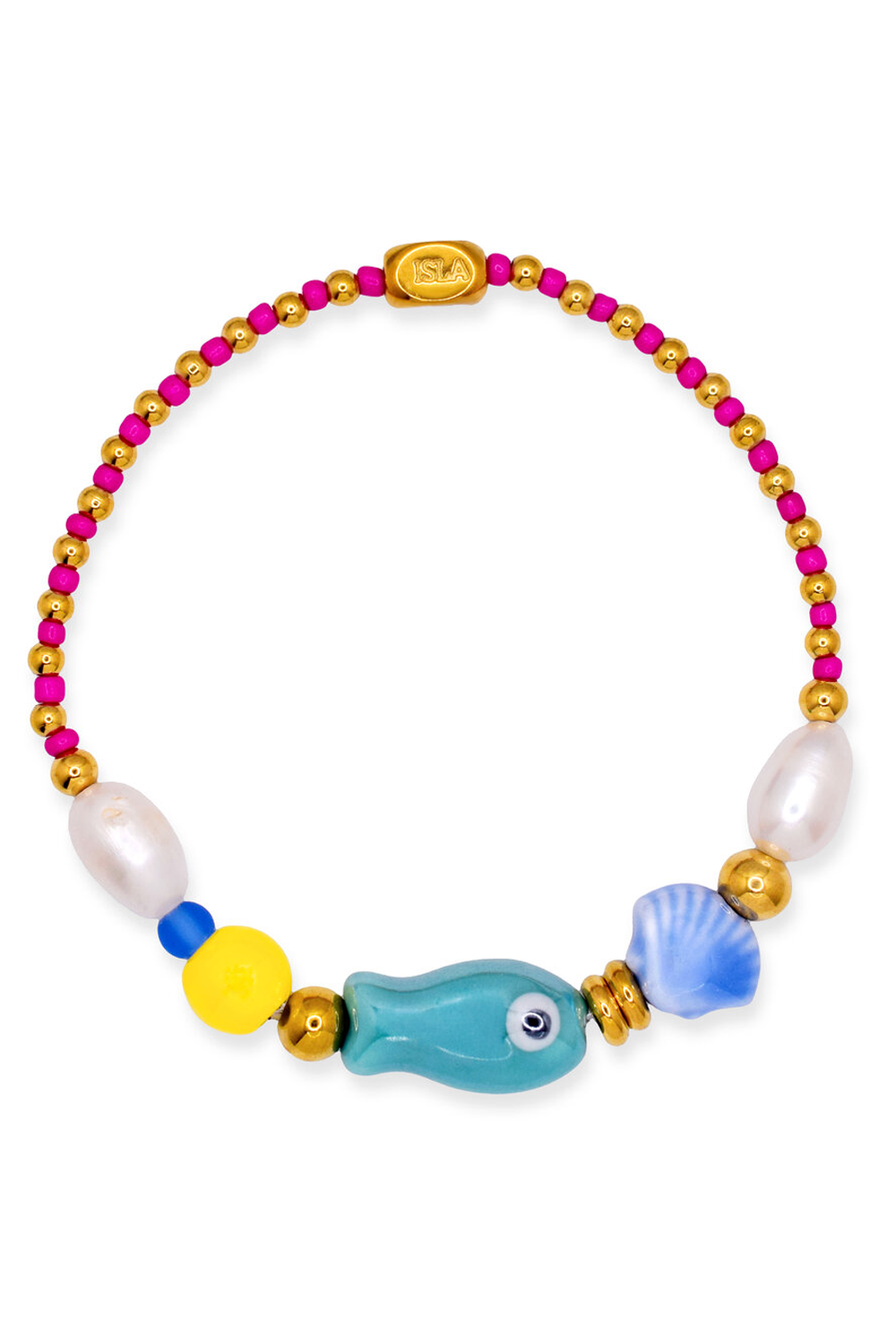 ISLA Stretch of the Sea Gold Bracelet - Jelly Mint Carnivale