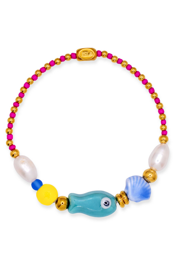 ISLA Stretch of the Sea Gold Bracelet - Jelly Mint Carnivale