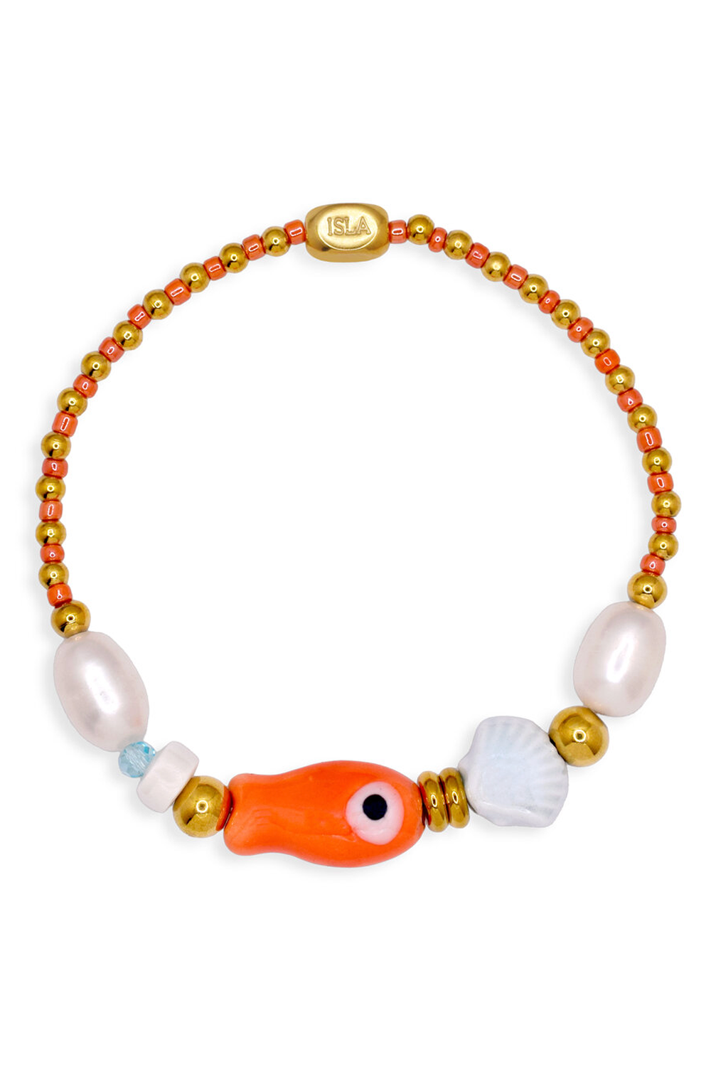ISLA Stretch of the Sea Gold Bracelet - Orange You Glad Fish