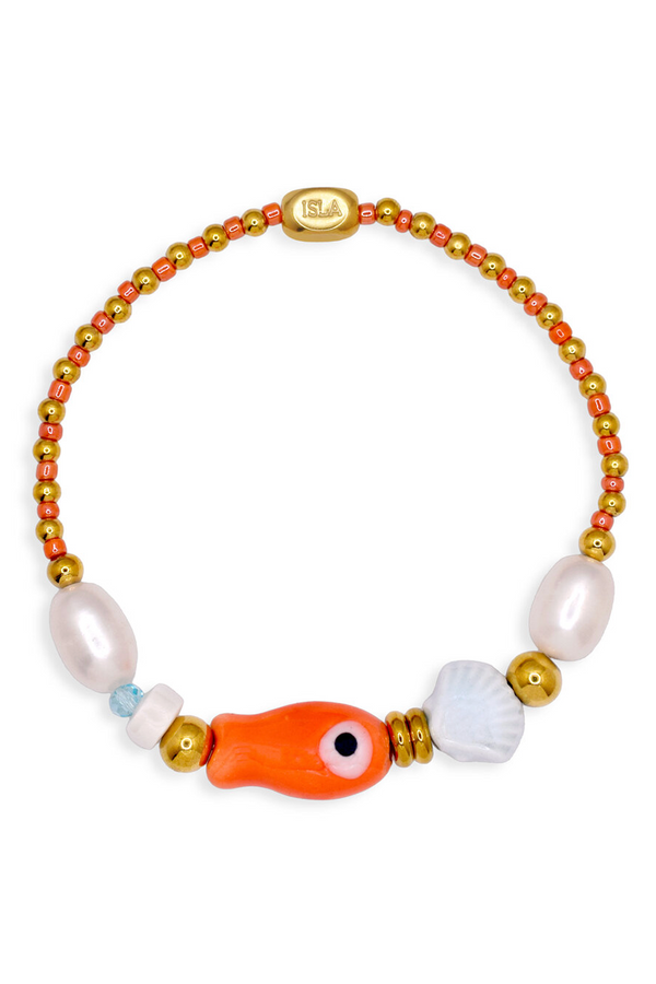 ISLA Stretch of the Sea Gold Bracelet - Orange You Glad Fish