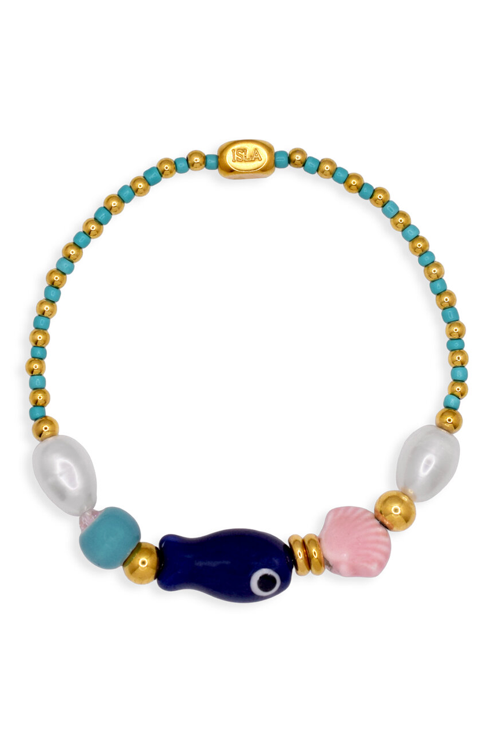 ISLA Stretch of the Sea Gold Bracelet - Sapphire Fish