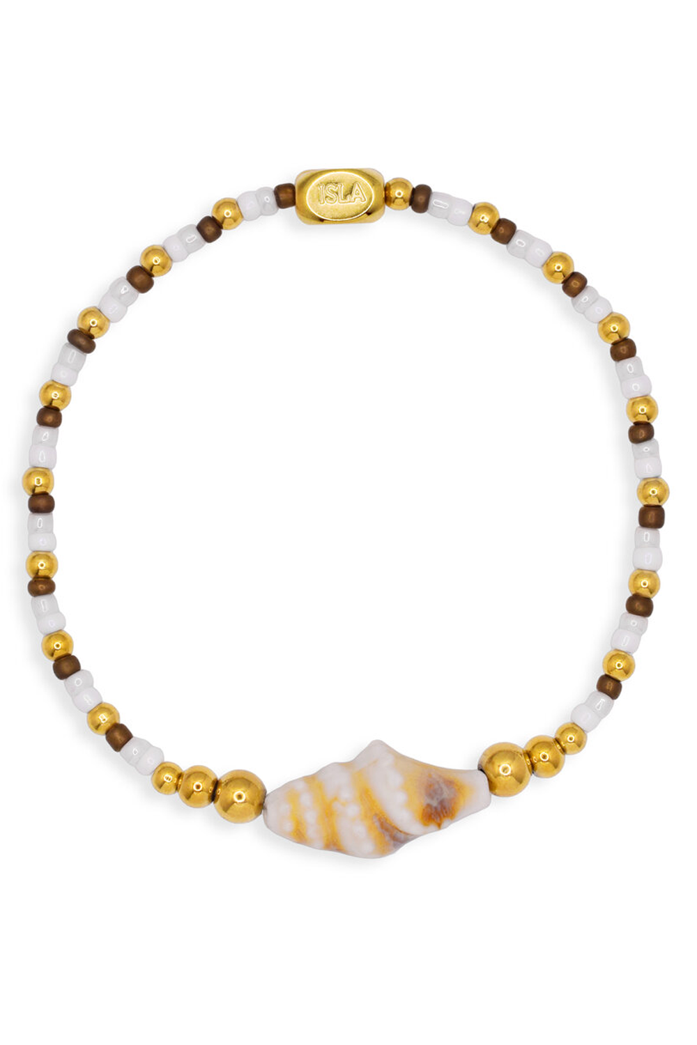 ISLA Stretch of the Sea Gold Bracelet - Porcelain Shell