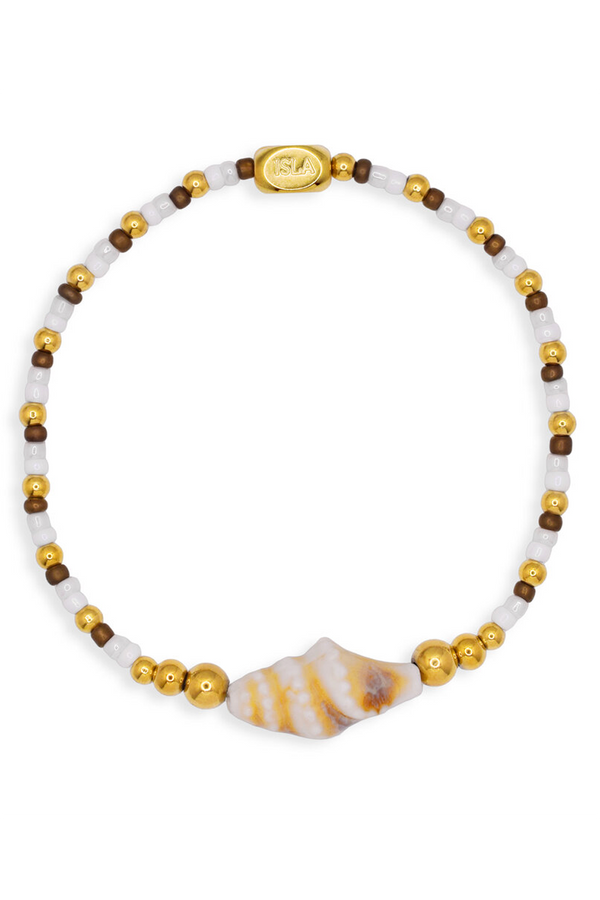 ISLA Stretch of the Sea Gold Bracelet - Porcelain Shell