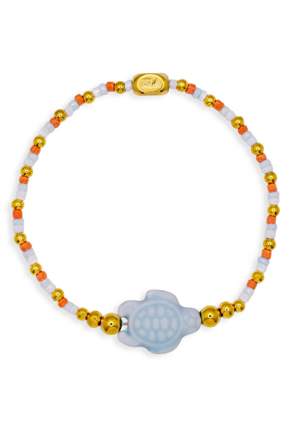 ISLA Stretch of the Sea Gold Bracelet - Blue Turtle